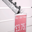 Swan Neck Swing Ticket Holder for retail clothes rails