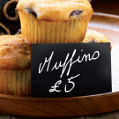 Chalkboard Panels used as mini chalkboard tags for a café