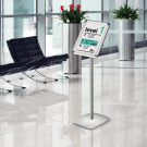 Free standing frame for posters and information with angled display