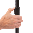 Adjustable height sign stand with black snap frame