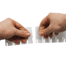 Shelf T-divider featuring snap break points every 2.5cm