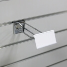 Double prong slatwall hook designed with ticket holder