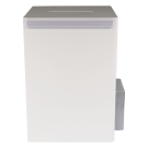 Suggestion box with A4 poster holder, A6 leaflet pocket, and header gripper