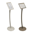 Premium Curved Signage Stand in Earth and White Pearl