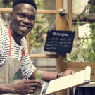 Chalkboard open sign perfect for garden centres, shops, and cafes