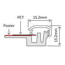 Snap Frame Silver with a slimline 15mm frame (diagram)