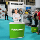 Promotional counter at trade show exhibition