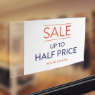 An adhesive ticket holder is ideal for sale information