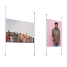Use rods to create floor to floor poster display systems