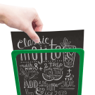 The showcard stands are available with optional chalkboard inserts