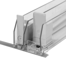 Product pusher shelf management system available in 2 row widths