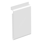 Clear acrylic slatwall sign holder in portrait