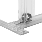 The front and back of each guide rail clips onto the two t-rails