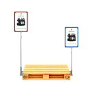 Our indoor show card stands look great propped under a pallet