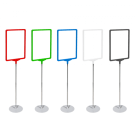 Small showcard stands with round bases