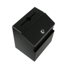 Metal donation box suitable for wall mounting or counter standing