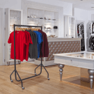 Heavy Duty Clothes Rail displaying garments in store