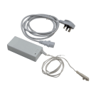 The LED shelf lighting system is mains powered using the adaptor