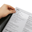 Menu cover supplied with plastic insert to hold up to four A4 sheets