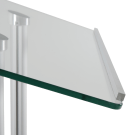 This lectern features a robust tempered glass display area