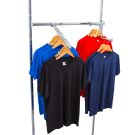 Clip rails onto the bar for an easy clothes display