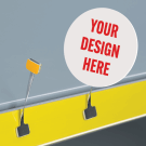 Wobbler strip with custom-printed roundel sign