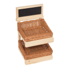 Wooden Basket Display Stand with Chalkboard Header