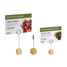 Wooden Card Holders with coil and crocodile clips