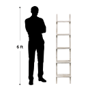 Wooden ladder display shelving with 5 tiers