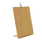 Natural wood menu holder with clip in A4 and A5
