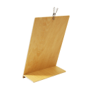 Natural wood menu holder with sign clip