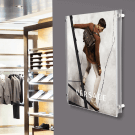 Acrylic frames for wall displays with standoffs