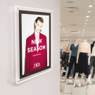 Wall Mounted LED Illuminated Poster Display Kit with a silver border