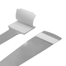 Shelf wobbler strips with opposite side adhesive