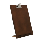 Dark oak finish wooden menu holder with clip