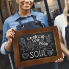 Small Chalkboard with Dark Wood Frame and custom message