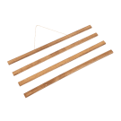 Wooden poster clamps feature magnetic bars and a rustic hanging string