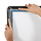 Frame snaps open for easy change-overs of your posters