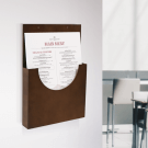 Wall mounted wooden leaflet holder