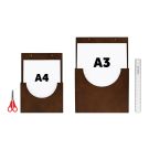 Dark oak wooden leaflet holder available in two sizes