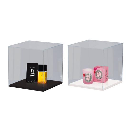 Acrylic Display Case with choice of black or white base