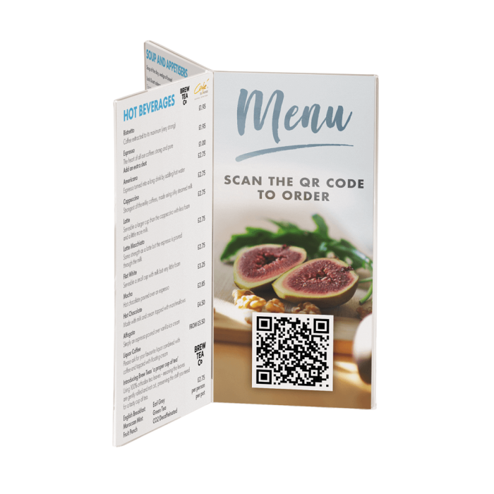 Menu Holder with Six Faces with QR code insert