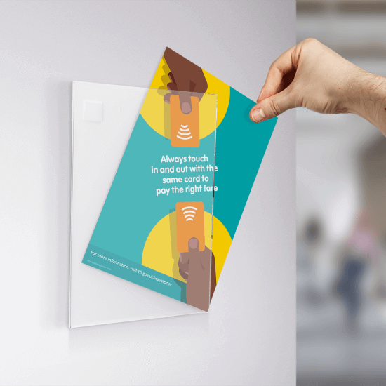 Wall mounted acrylic poster sleeve