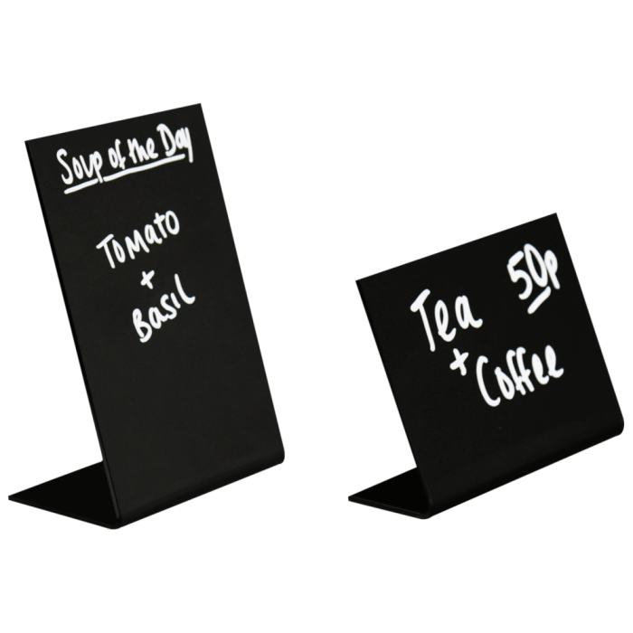 Freestanding tabletop chalkboards in portrait or landscape