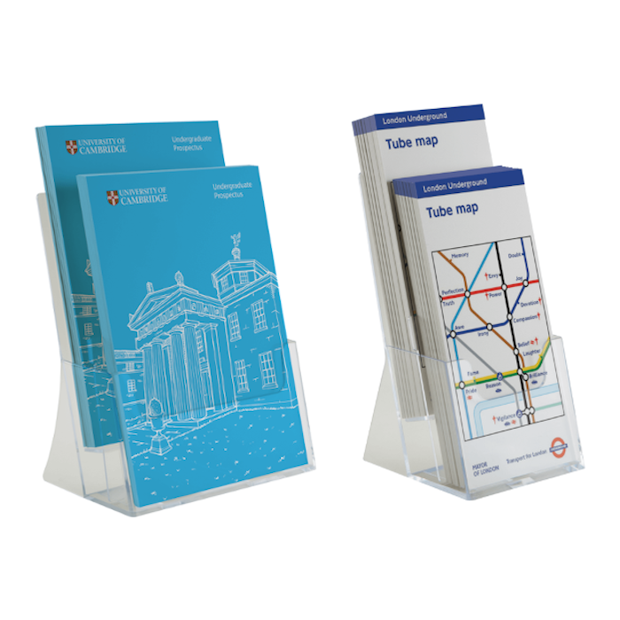 Two tier leaflet holder with A4 and 1/3 A4 leaflet holders available