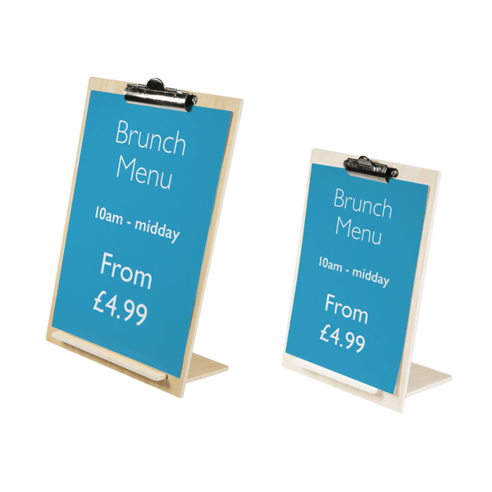 Wooden menu boards in 2 sizes and colours