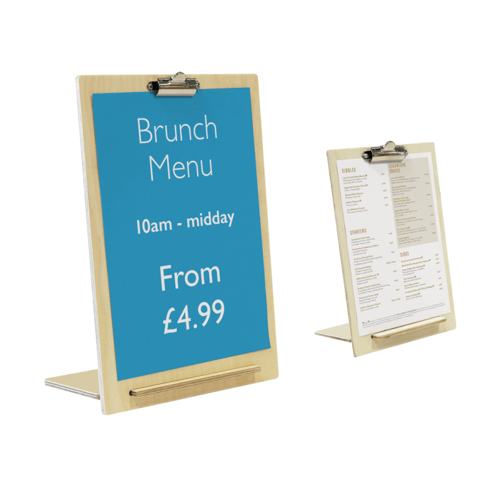Wooden menu boards in 2 sizes and colours