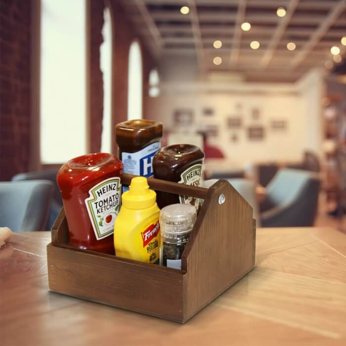 Wooden Condiment Holder  Condiment Caddy For Hospitality