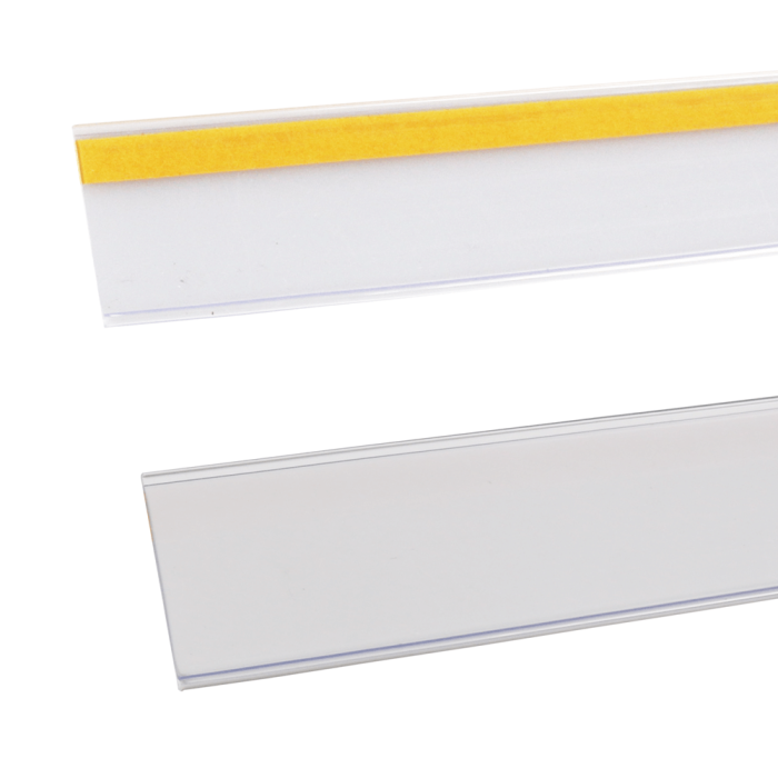 Flat Shelf Data Strips in clear or white with various sizes available