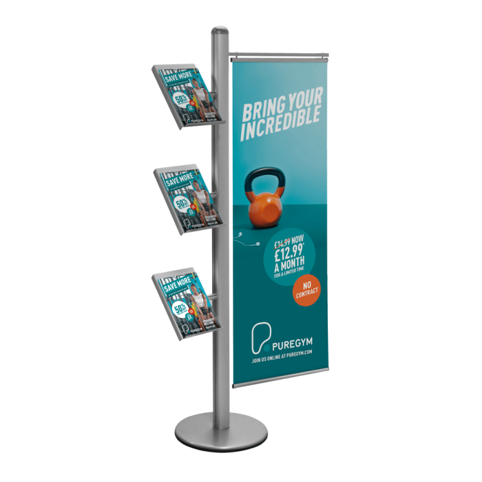 Brochure and Banner Display Stand with optional printed poster